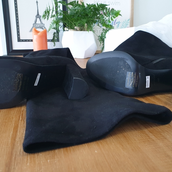 Wanted Black Suede Thigh High Boots - Picture 5 of 9